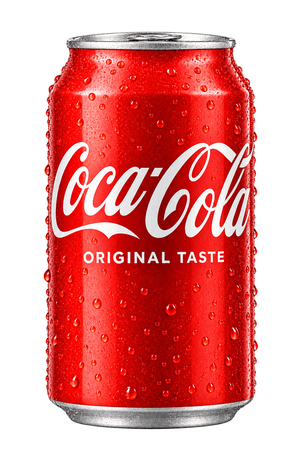 Canette rouge Coca-Cola Original Taste fraîche et perlée de gouttelettes