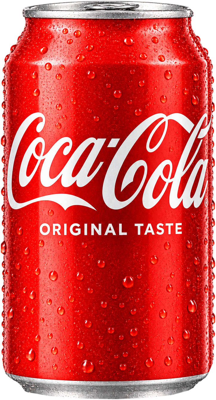 Canette Coca-Cola fraîche, en gros plan et partiellement visible